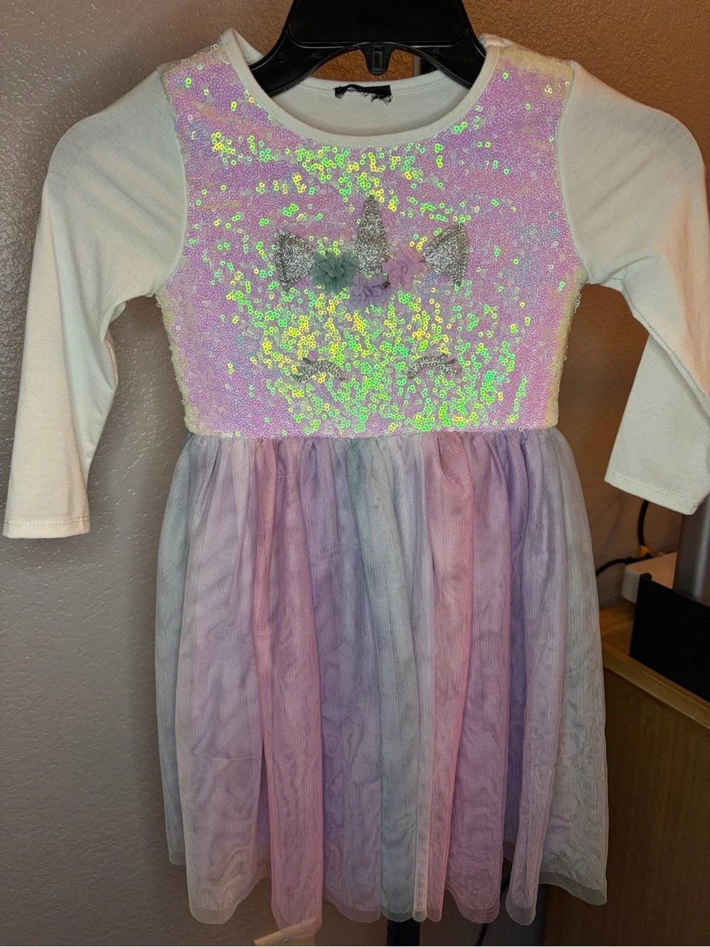 Unbranded Iridescent Pink & Pastel Tulle Unicorn Dress for Kids
